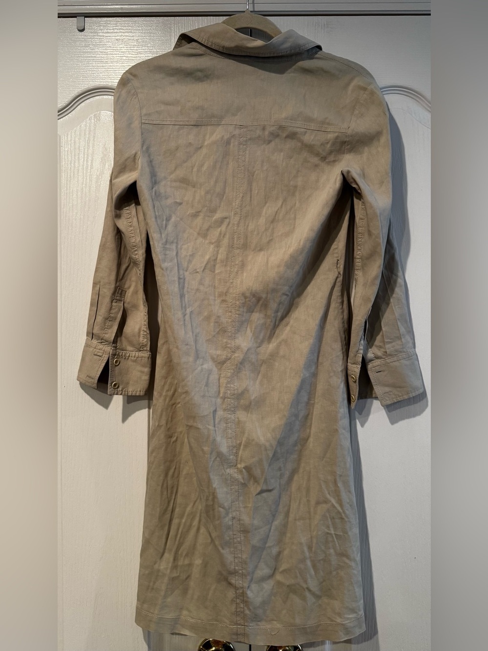 Theory Tan Linen Blend Botton Down Shift Dress - Size 6 - Picture 4 of 5